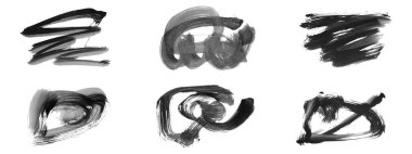 Siyah fırça darbesi ve doku. Grunge vektör soyut el boyalı element. Altı çizili ve sınır tasarımı.