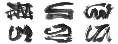 Siyah fırça darbesi ve doku. Grunge vektör soyut el boyalı element. Altı çizili ve sınır tasarımı.