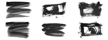 Siyah fırça darbesi ve doku. Grunge vektör soyut el boyalı element. Altı çizili ve sınır tasarımı.