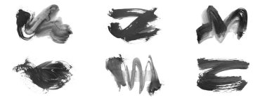 Siyah fırça darbesi ve doku. Grunge vektör soyut el boyalı element. Altı çizili ve sınır tasarımı.