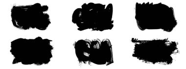 Siyah fırça darbesi ve doku. Grunge vektör soyut el boyalı element. Altı çizili ve sınır tasarımı.