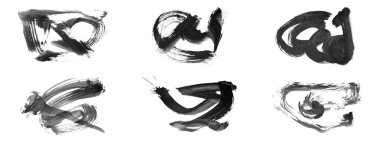 Siyah fırça darbesi ve doku. Grunge vektör soyut el boyalı element. Altı çizili ve sınır tasarımı.