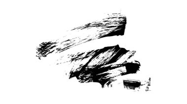 Siyah fırça darbesi ve doku. Grunge vektör soyut el boyalı element. Altı çizili ve sınır tasarımı.