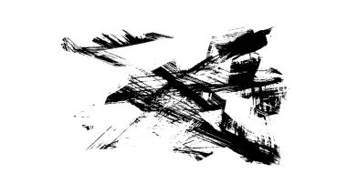 Siyah fırça darbesi ve doku. Grunge soyut elle boyanmış elementler. Altı çizili ve sınır tasarımı.