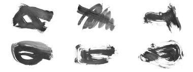 Siyah fırça darbesi ve doku. Grunge vektör soyut el boyalı element. Altı çizili ve sınır tasarımı.