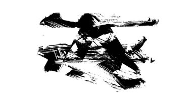 Siyah fırça darbesi ve doku. Grunge soyut elle boyanmış elementler. Altı çizili ve sınır tasarımı.