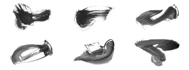 Siyah fırça darbesi ve doku. Grunge vektör soyut el boyalı element. Altı çizili ve sınır tasarımı.