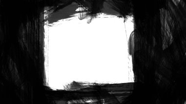 Fırça darbesi ve dokusu olan siyah çerçeve. Grunge soyut elle boyanmış elementler. Altı çizili ve sınır tasarımı.