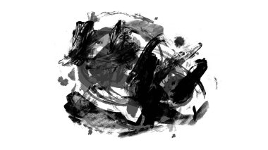 Siyah fırça darbesi ve doku. Grunge vektör soyut el boyalı element. Altı çizili ve sınır tasarımı.