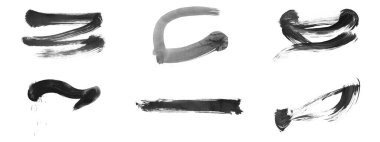 Siyah fırça darbesi ve doku. Grunge vektör soyut el boyalı element. Altı çizili ve sınır tasarımı.