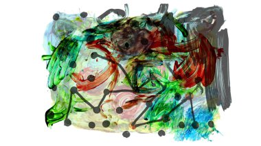 Siyah ve renkli boya karışımı, fırça darbesi ve doku. Grunge soyut elle boyanmış elementler. 