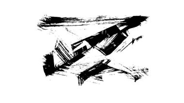 Siyah fırça darbesi ve doku. Grunge soyut elle boyanmış elementler. Altı çizili ve sınır tasarımı.