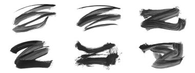 Siyah fırça darbesi ve doku. Grunge vektör soyut el boyalı element. Altı çizili ve sınır tasarımı.