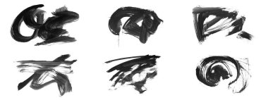 Siyah fırça darbesi ve doku. Grunge vektör soyut el boyalı element. Altı çizili ve sınır tasarımı.