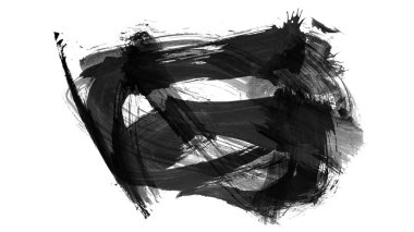 Siyah fırça darbesi ve doku. Grunge vektör soyut el boyalı element. Altı çizili ve sınır tasarımı.