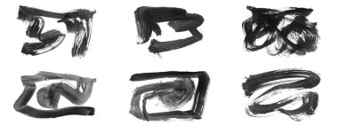 Siyah fırça darbesi ve doku. Grunge vektör soyut el boyalı element. Altı çizili ve sınır tasarımı.