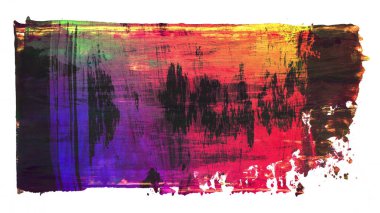 Siyah ve renkli boya karışımı, fırça darbesi ve doku. Grunge soyut elle boyanmış elementler. 