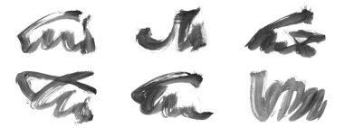 Siyah fırça darbesi ve doku. Grunge vektör soyut el boyalı element. Altı çizili ve sınır tasarımı.