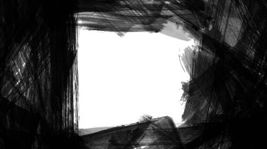 Fırça darbesi ve dokusu olan siyah çerçeve. Grunge soyut elle boyanmış elementler. Altı çizili ve sınır tasarımı.