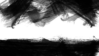 Siyah fırça darbesi ve doku. Grunge vektör soyut el boyalı element. Altı çizili ve sınır tasarımı.