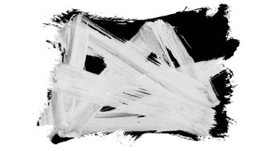 Siyah fırça darbesi ve doku. Grunge soyut elle boyanmış elementler. Altı çizili ve sınır tasarımı.