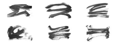 Siyah fırça darbesi ve doku. Grunge vektör soyut el boyalı element. Altı çizili ve sınır tasarımı.