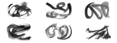 Siyah fırça darbesi ve doku. Grunge vektör soyut el boyalı element. Altı çizili ve sınır tasarımı.