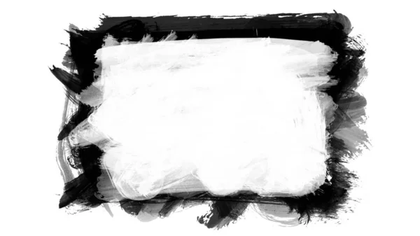 Black Frame Brush Stroke Texture Grunge Abstract Hand Painted Elements — Stock Photo, Image