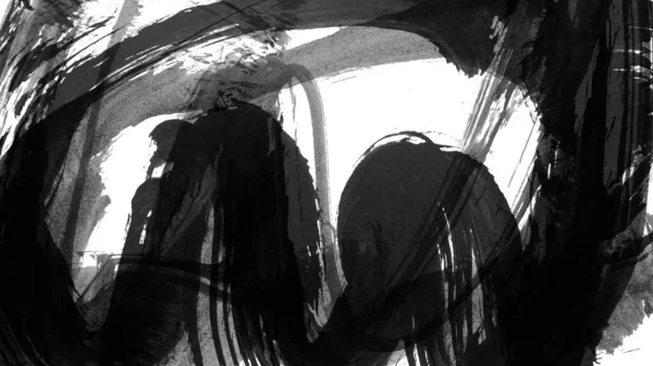 Siyah fırça darbesi ve doku. Grunge vektör soyut el boyalı element. Altı çizili ve sınır tasarımı.