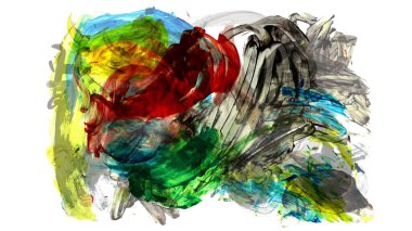 Siyah ve renkli boya karışımı, fırça darbesi ve doku. Grunge soyut elle boyanmış elementler. 