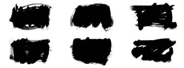 Siyah fırça darbesi ve doku. Grunge vektör soyut el boyalı element. Altı çizili ve sınır tasarımı.