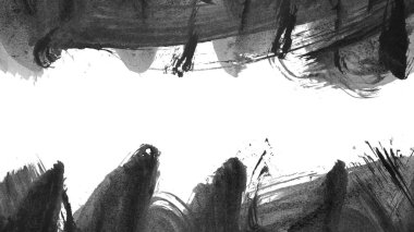 Siyah fırça darbesi ve doku. Grunge soyut elle boyanmış elementler. Altı çizili ve sınır tasarımı.