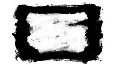 Siyah fırça darbesi ve doku. Grunge vektör soyut el boyalı element. Altı çizili ve sınır tasarımı.