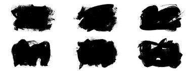 Siyah fırça darbesi ve doku. Grunge vektör soyut el boyalı element. Altı çizili ve sınır tasarımı.