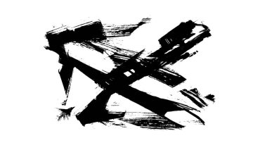 Siyah fırça darbesi ve doku. Grunge soyut elle boyanmış elementler. Altı çizili ve sınır tasarımı.