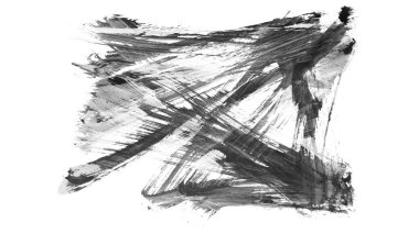 Siyah fırça darbesi dokusu. Grunge soyut elle boyanmış elementler. 