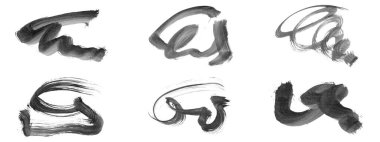 Siyah fırça darbesi ve doku. Grunge vektör soyut el boyalı element. Altı çizili ve sınır tasarımı.