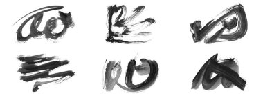 Siyah fırça darbesi ve doku. Grunge vektör soyut el boyalı element. Altı çizili ve sınır tasarımı.