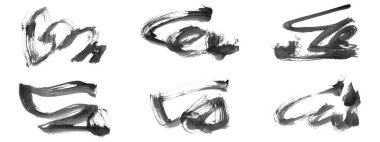 Siyah fırça darbesi ve doku. Grunge vektör soyut el boyalı element. Altı çizili ve sınır tasarımı.