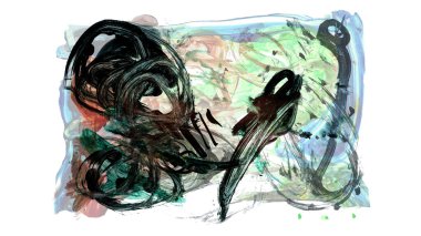 Siyah ve renkli boya karışımı, fırça darbesi ve doku. Grunge soyut elle boyanmış elementler. 