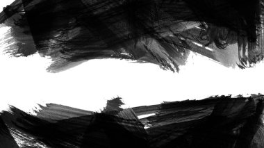 Siyah fırça darbesi ve doku. Grunge vektör soyut el boyalı element. Altı çizili ve sınır tasarımı.