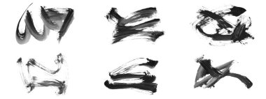 Siyah fırça darbesi ve doku. Grunge vektör soyut el boyalı element. Altı çizili ve sınır tasarımı.