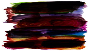 Siyah ve renkli boya karışımı, fırça darbesi ve doku. Grunge soyut elle boyanmış elementler. 