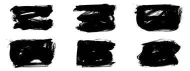 Siyah fırça darbesi ve doku. Grunge vektör soyut el boyalı element. Altı çizili ve sınır tasarımı.