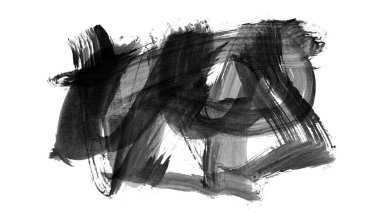 Siyah fırça darbesi dokusu. Grunge soyut elle boyanmış element. 