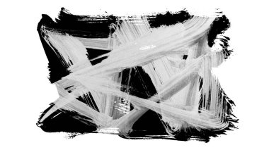 Siyah fırça darbesi dokusu. Grunge soyut elle boyanmış elementler. 