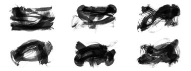 Siyah fırça darbesi ve doku. Grunge vektör soyut el boyalı element. Altı çizili ve sınır tasarımı.