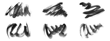 Siyah fırça darbesi ve doku. Grunge vektör soyut el boyalı element. Altı çizili ve sınır tasarımı.