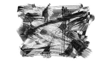 Siyah fırça darbesi ve doku. Grunge vektör soyut el boyalı element. Altı çizili ve sınır tasarımı.