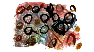 Siyah ve renkli boya karışımı, fırça darbesi ve doku. Grunge soyut elle boyanmış elementler. 